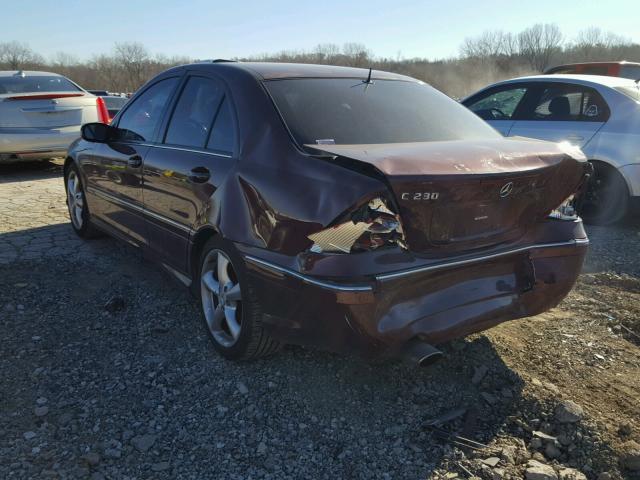 WDBRF52H36F765178 - 2006 MERCEDES-BENZ C GENERATI BURGUNDY photo 3