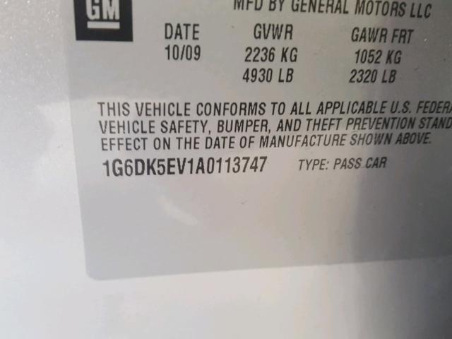 1G6DK5EV1A0113747 - 2010 CADILLAC CTS PERFOR Srebrny zdjęcie 10