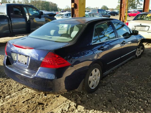 3HGCM56497G705704 - 2007 HONDA ACCORD LX BLUE photo 4