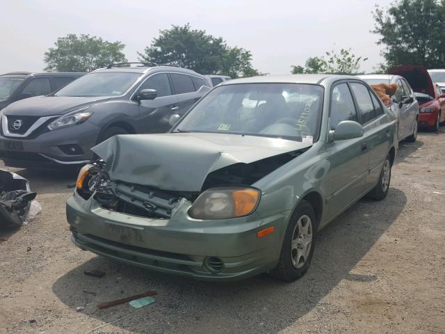 KMHCG45C74U557338 - 2004 HYUNDAI ACCENT GL GREEN photo 2