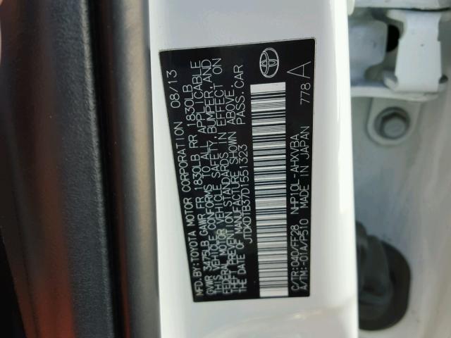 JTDKDTB37D1551323 - 2013 TOYOTA PRIUS C WHITE photo 10