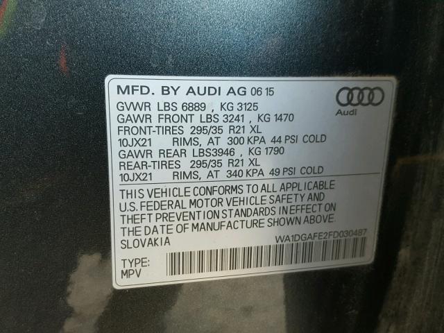 WA1DGAFE2FD030487 - 2015 AUDI Q7 PRESTIG BLUE photo 10