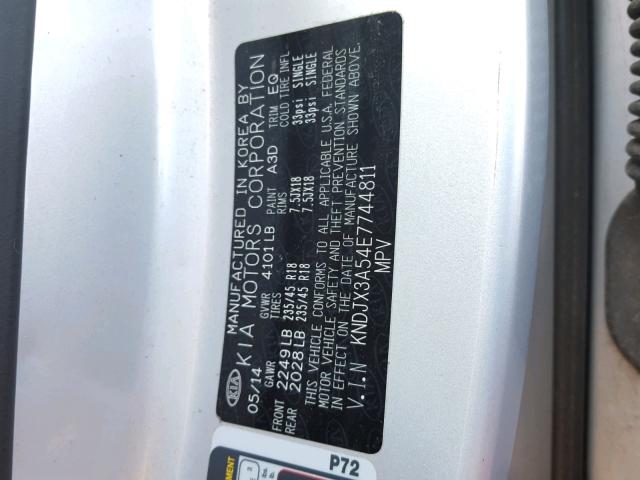 KNDJX3A54E7744811 - 2014 KIA SOUL ! SILVER photo 10