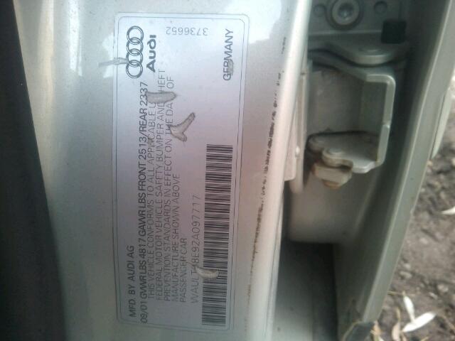 WAULT68E92A097717 - 2002 AUDI A4 3.0 QUA SILVER photo 10