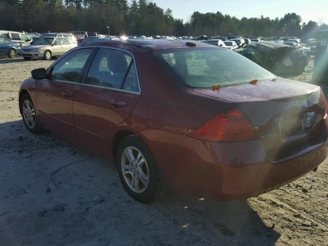 1HGCM56807A109236 - 2007 HONDA ACCORD EX RED photo 3