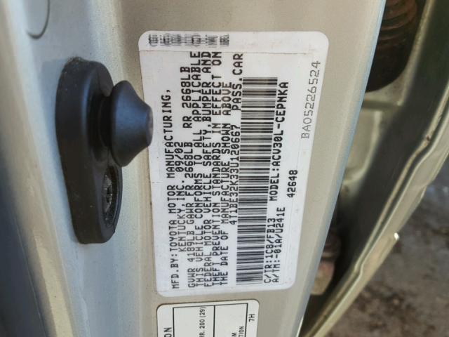 4T1BE32K33U120667 - 2003 TOYOTA CAMRY LE 银色 照片 10