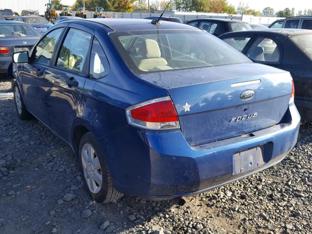 1FAHP34N38W294594 - 2008 FORD FOCUS S/SE BLUE photo 3