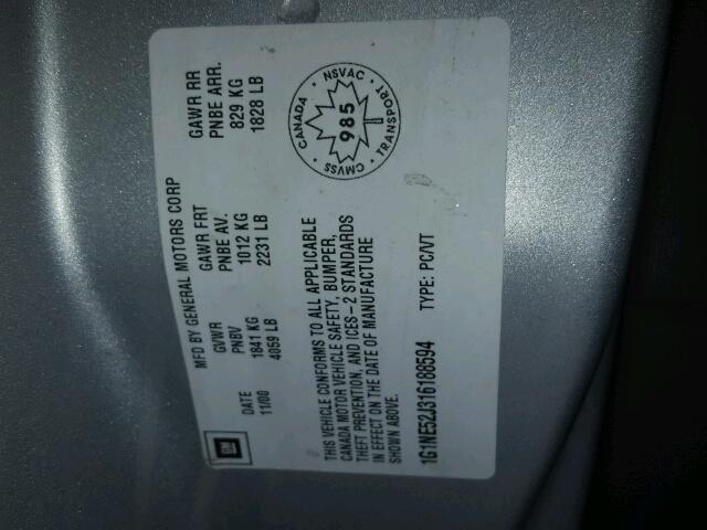 1G1NE52J316188594 - 2001 CHEVROLET MALIBU LS GRAY photo 10