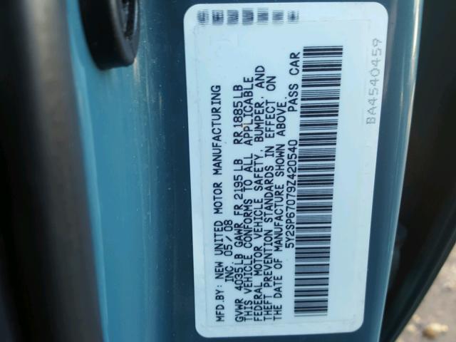 5Y2SP67079Z420540 - 2009 PONTIAC VIBE TEAL photo 10