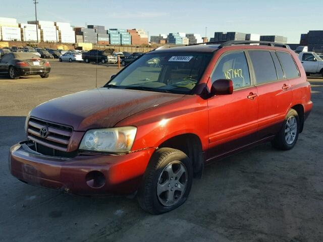 JTEGP21A160119225 - 2006 TOYOTA HIGHLANDER RED photo 2