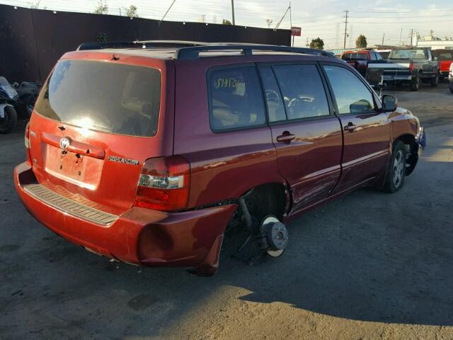 JTEGP21A160119225 - 2006 TOYOTA HIGHLANDER RED photo 4