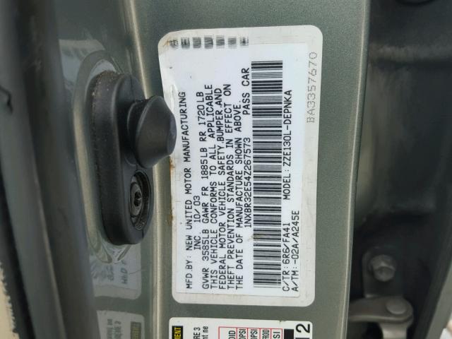 1NXBR32E54Z267573 - 2004 TOYOTA COROLLA GRAY photo 10