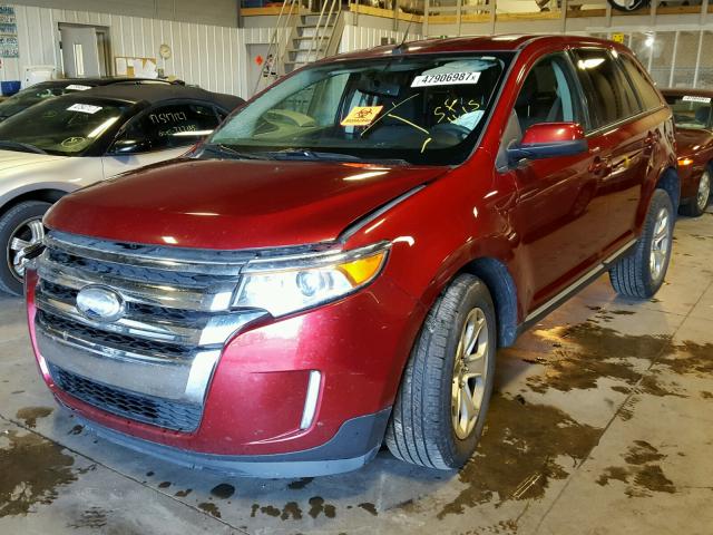 2FMDK4JC1DBB18473 - 2013 FORD EDGE SEL RED photo 2