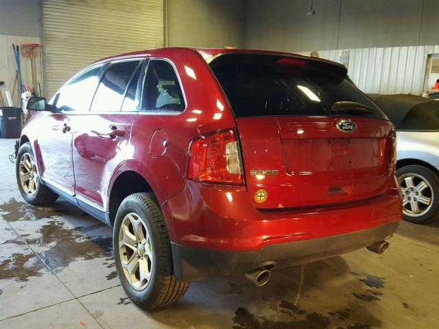 2FMDK4JC1DBB18473 - 2013 FORD EDGE SEL RED photo 3