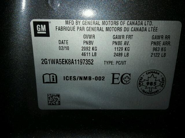 2G1WA5EK8A1197352 - 2010 CHEVROLET IMPALA LS GRAY photo 10