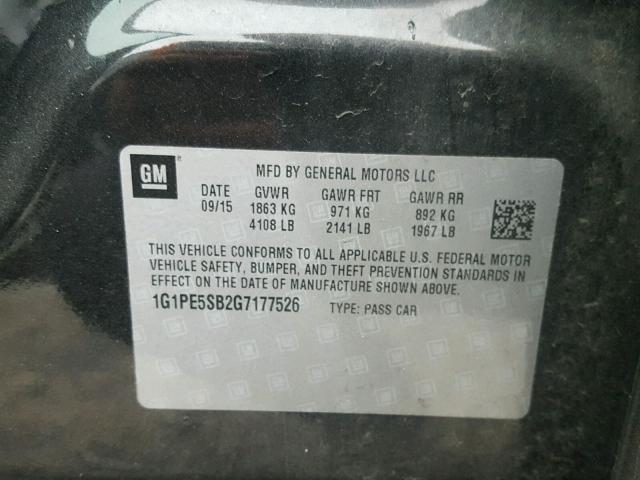 1G1PE5SB2G7177526 - 2016 CHEVROLET CRUZE LIMI BLACK photo 10