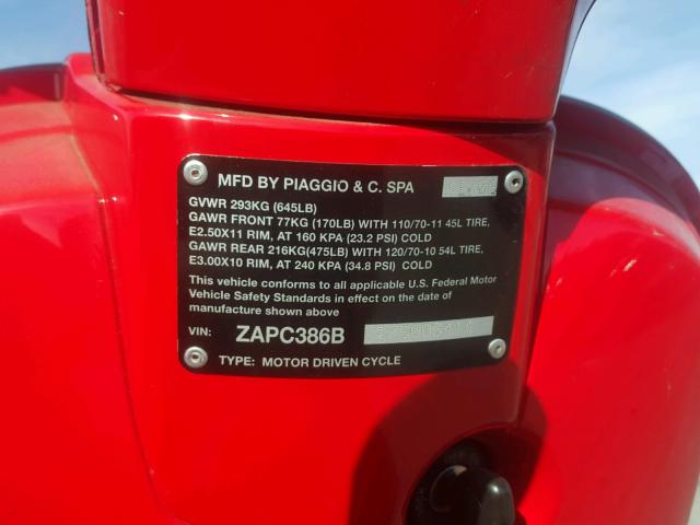 ZAPC386B175006414 - 2007 VESPA LX 50 RED photo 10