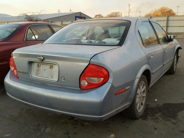 JN1CA31D01T602686 - 2001 NISSAN MAXIMA GXE BLUE photo 4