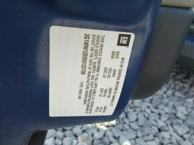 2G1WW12E959122708 - 2005 CHEVROLET MONTE CARL ლურჯი ფოტო 10