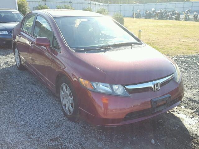 1HGFA165X6L101362 - 2006 HONDA CIVIC LX BURGUNDY photo 1