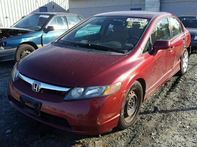 1HGFA165X6L101362 - 2006 HONDA CIVIC LX BURGUNDY photo 2