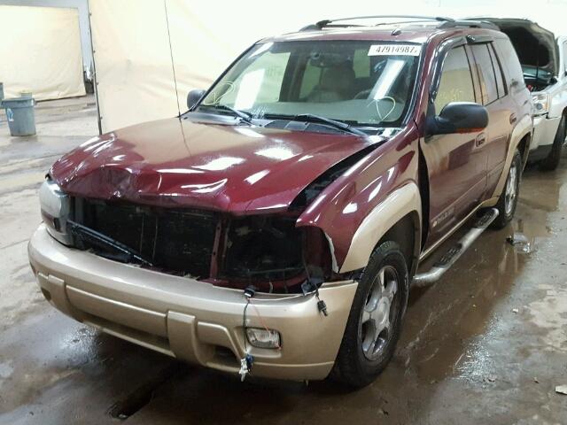 1GNDT13S542367828 - 2004 CHEVROLET TRAILBLAZE MAROON photo 2