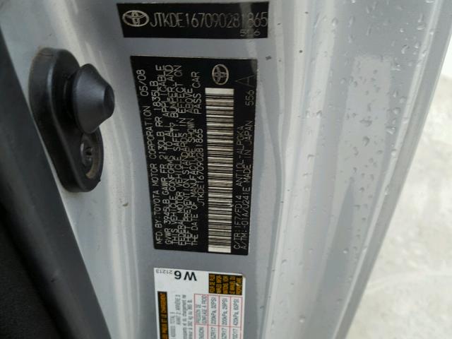 JTKDE167090281865 - 2009 TOYOTA SCION TC 灰色 照片 10