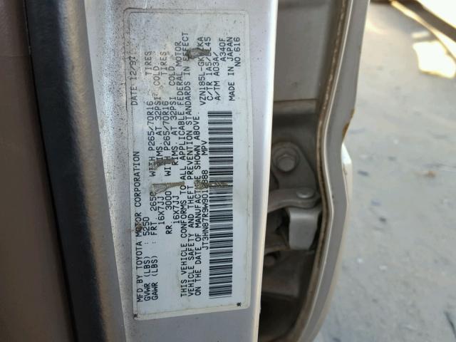 JT3HN87R9W9012888 - 1998 TOYOTA 4RUNNER LI SILVER photo 10