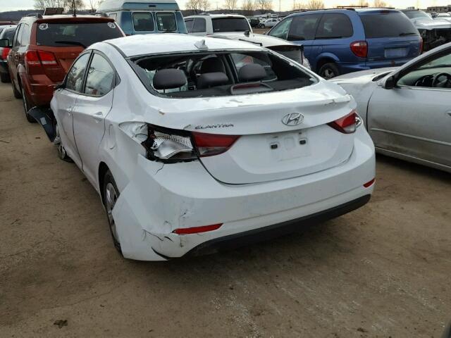 5NPDH4AE9GH736203 - 2016 HYUNDAI ELANTRA SE WHITE photo 3