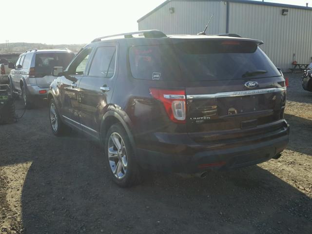 1FMHK8F88BGA22438 - 2011 FORD EXPLORER L MAROON photo 3