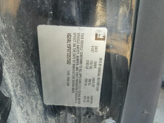 1G2AL15F977257582 - 2007 PONTIAC G5 BLACK photo 10