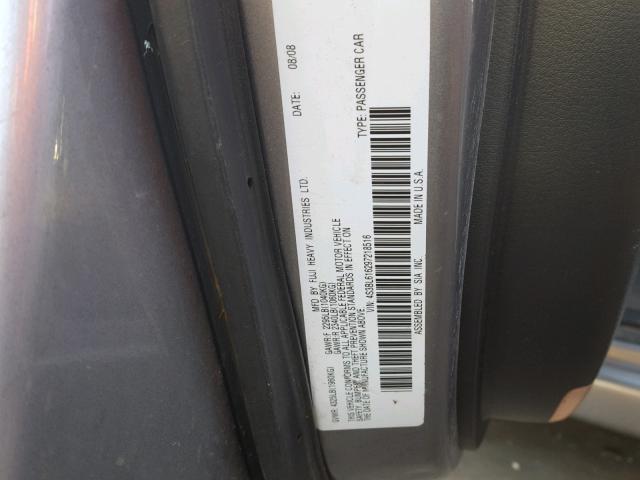 4S3BL616297218516 - 2009 SUBARU LEGACY 2.5 GRAY photo 10