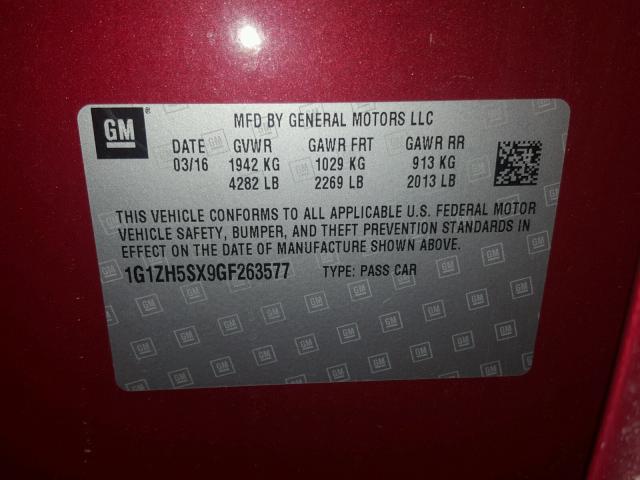 1G1ZH5SX9GF263577 - 2016 CHEVROLET MALIBU PRE 栗色 照片 10