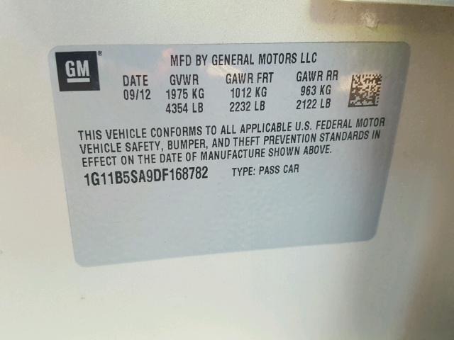 1G11B5SA9DF168782 - 2013 CHEVROLET MALIBU LS თაფლისფერი ფოტო 10