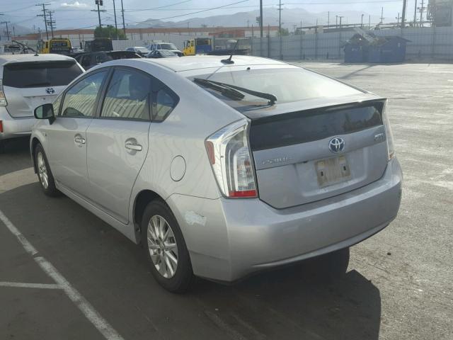 JTDKN3DP6F3071598 - 2015 TOYOTA PRIUS PLUG SILVER photo 3