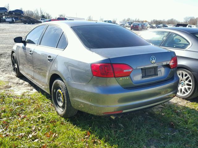 3VW2K7AJXBM330700 - 2011 VOLKSWAGEN JETTA BASE GRAY photo 3