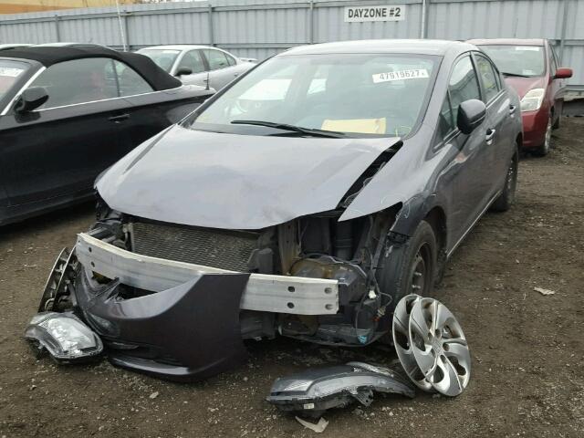 2HGFB2F4XEH012736 - 2014 HONDA CIVIC LX GRAY photo 2