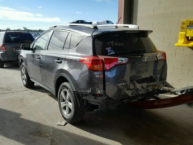 2T3WFREV6FW178873 - 2015 TOYOTA RAV4 XLE GRAY photo 3