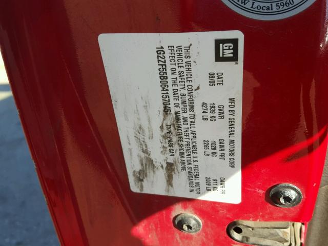 1G2ZF55B064157045 - 2006 PONTIAC G6 SE RED photo 10