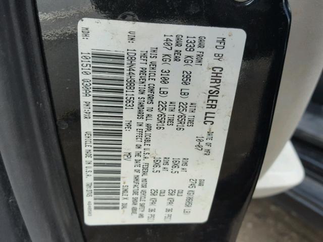 1D8HN44H98B115631 - 2008 DODGE GRAND CARA BLACK photo 10