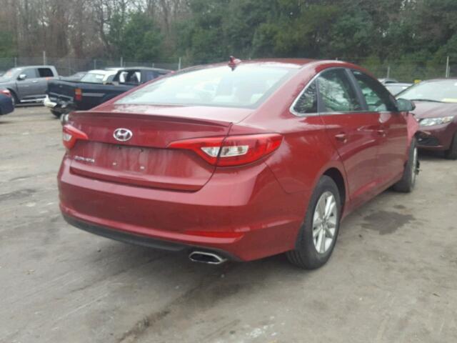 5NPE24AF5FH227948 - 2015 HYUNDAI SONATA SE RED photo 4