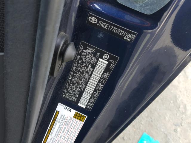 JTKDE177070219698 - 2007 TOYOTA SCION TC 蓝色 照片 10