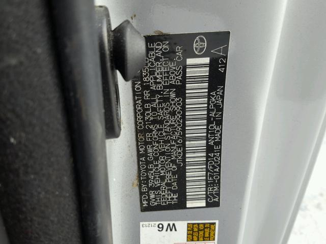 JTKDE167590290903 - 2009 TOYOTA SCION TC SILVER photo 10