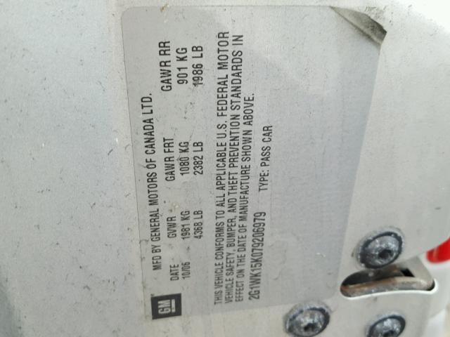 2G1WK15K079206979 - 2007 CHEVROLET MONTE CARL 银色 照片 10