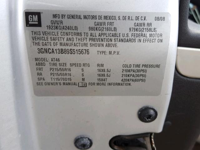 3GNCA13B89S515676 - 2009 CHEVROLET HHR LS Plata foto 10