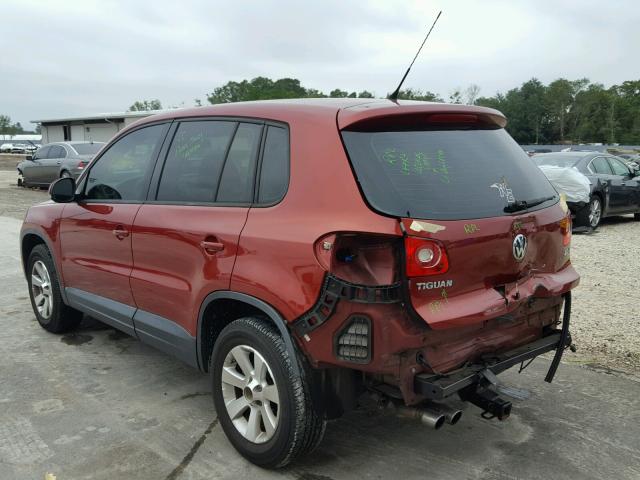 WVGAV75N29W001174 - 2009 VOLKSWAGEN TIGUAN S BURGUNDY photo 3