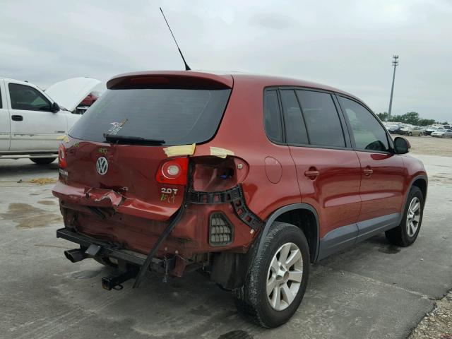 WVGAV75N29W001174 - 2009 VOLKSWAGEN TIGUAN S BURGUNDY photo 4