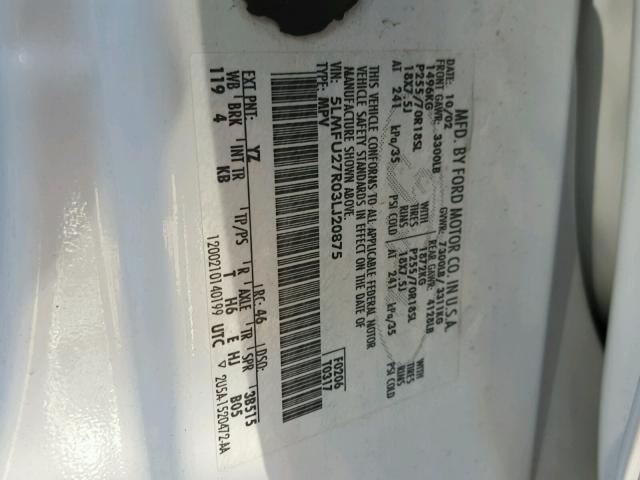 5LMFU27R03LJ20875 - 2003 LINCOLN NAVIGATOR Biały zdjęcie 10