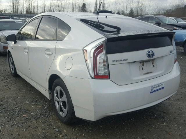 JTDKN3DUXC5434233 - 2012 TOYOTA PRIUS WHITE photo 3