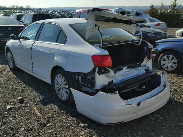 3VWLZ7AJ7BM303504 - 2011 VOLKSWAGEN JETTA SEL WHITE photo 3
